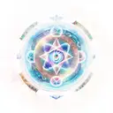 A mystical hexagram surrounded by celestial bodies tattoo design idea