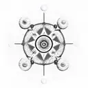 A mystical hexagram surrounded by celestial bodies tattoo design idea