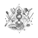 A spellbinding design featuring a magician's tools in a realistic style tattoo design idea
