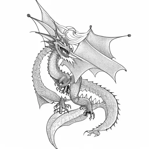 GIRL RIDING A DRAGON tattoo design idea