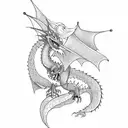 GIRL RIDING A DRAGON tattoo design idea