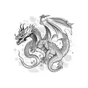 GIRL RIDING A DRAGON tattoo design idea