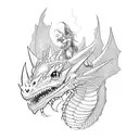 GIRL RIDING A DRAGON tattoo design idea