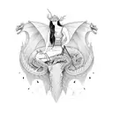 GIRL RIDING A DRAGON tattoo design idea