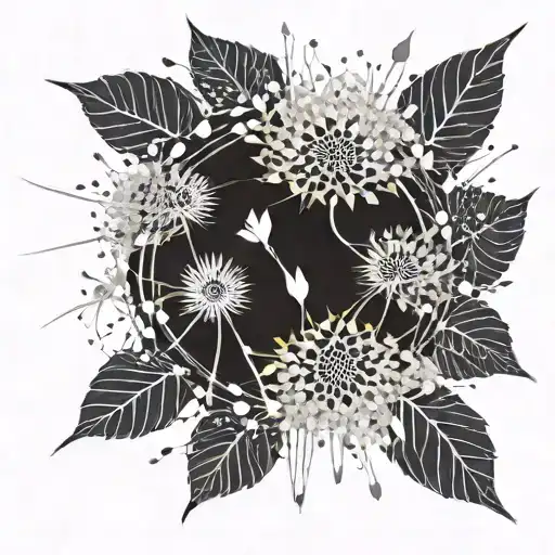 Dandelion in his full bloom, starting to see the fall of the hairs at the top, with an implosion of the consistency of e tattoo design idea