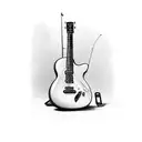 Guitar with a fishing lure as the strings tattoo design idea