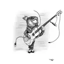 Guitar with a fishing lure as the strings tattoo design idea