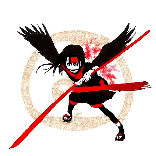 itachi uchiha sharingan crow tattoo design idea