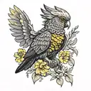 black cockatoo with yellow tattoo design idea