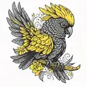 black cockatoo with yellow tattoo design idea