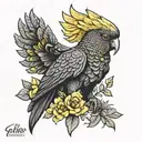black cockatoo with yellow tattoo design idea