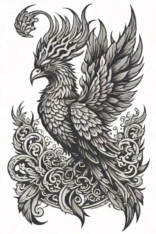 Symbol of Rebirth: The phoenix is ​​a classic symbol of rebirth and overcoming. It rises from its own ashes, tattoo design idea