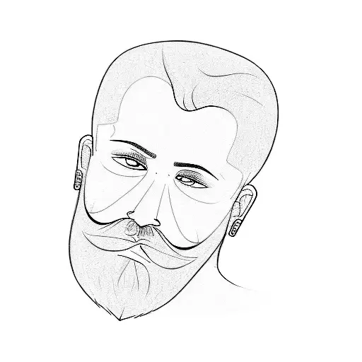 I want the main facial features as a sort of mask. Hair and beard should not be taken into account. tattoo design idea