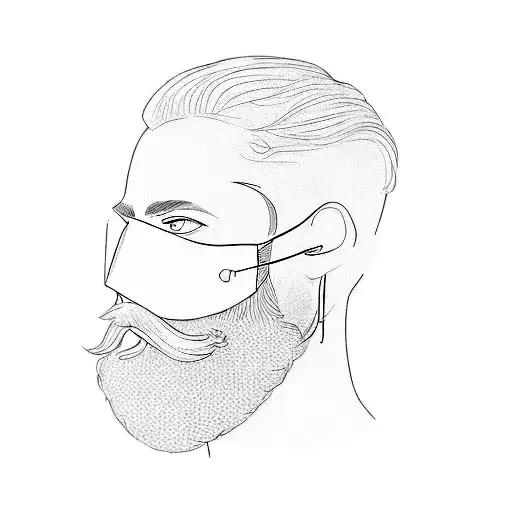 I want the main facial features as a sort of mask. Hair and beard should not be taken into account. tattoo design idea