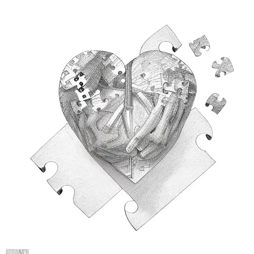 heart with puzzle pieces  tattoo design idea