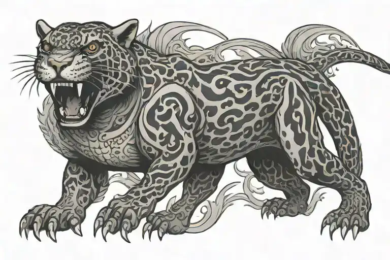 black jarguar running tattoo design idea