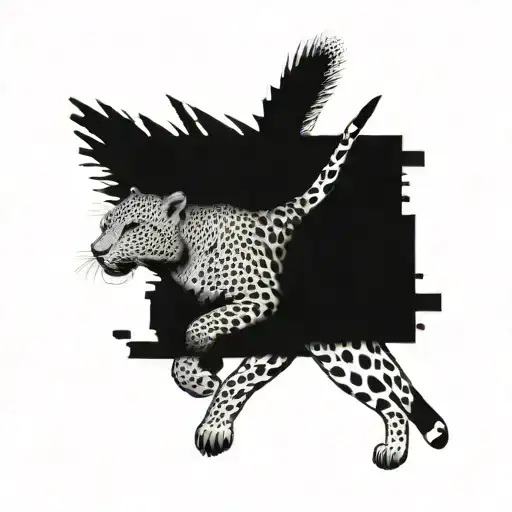 leopard running tattoo design idea