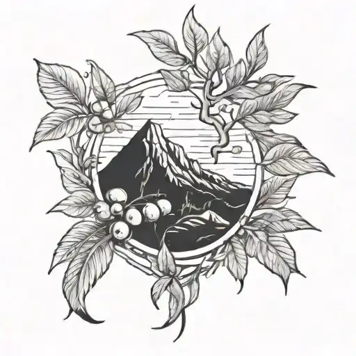 vulcano and olive branch tattoo design idea