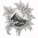 vulcano and olive branch tattoo design idea