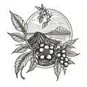 vulcano and olive branch tattoo design idea