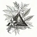 vulcano and olive branch tattoo design idea