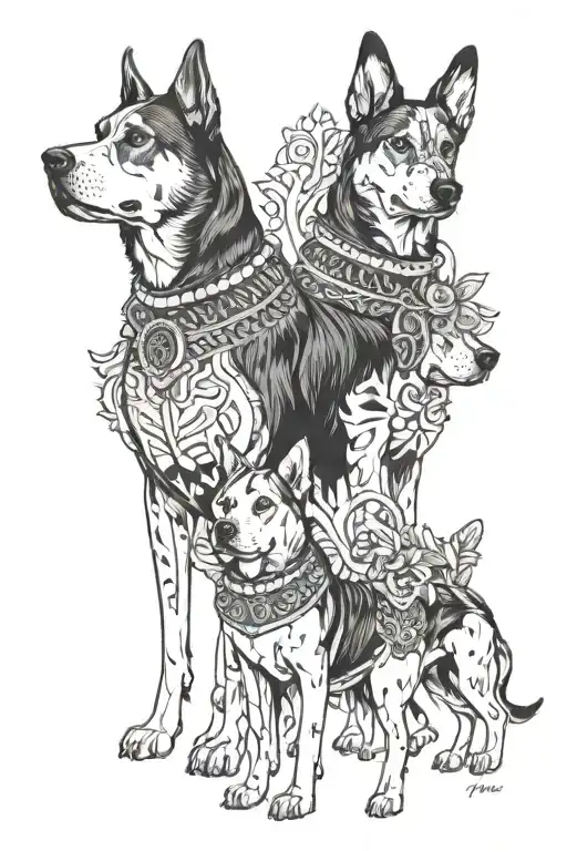 my sisters protector dogs standing guard tattoo design idea