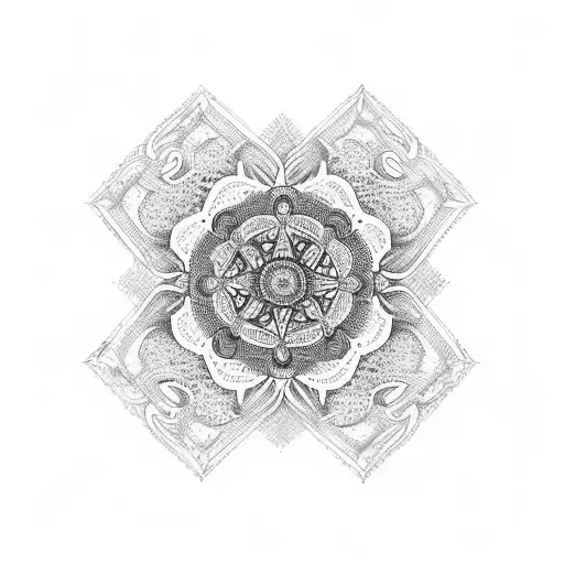 An intricate mandala design incorporating the word 'AMBERES' in a stylish font, with delicate dotwork details tattoo design idea