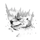 snowmobiling mountains tattoo design idea
