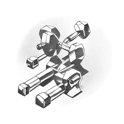 A muscular figure of a blacksmith forging a dumbbell, showcasing the client's love for both their occupation as a contractor and working out tattoo design idea