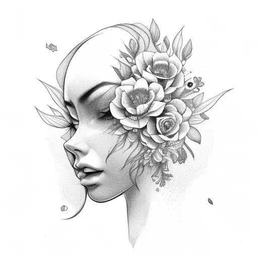 flowerhead, overthinker, gemini, female,love, fine line tattoo, artistic, arm placement tattoo design idea