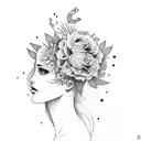flowerhead, overthinker, gemini, female,love, fine line tattoo, artistic, arm placement tattoo design idea