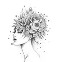 flowerhead, overthinker, gemini, female,love, fine line tattoo, artistic, arm placement tattoo design idea