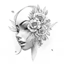 flowerhead, overthinker, gemini, female,love, fine line tattoo, artistic, arm placement tattoo design idea