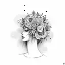 flowerhead, overthinker, gemini, female,love, fine line tattoo, artistic, arm placement tattoo design idea
