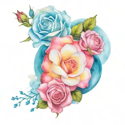 gemini, cancer, pisces, aries, and libra with roses   tattoo design idea