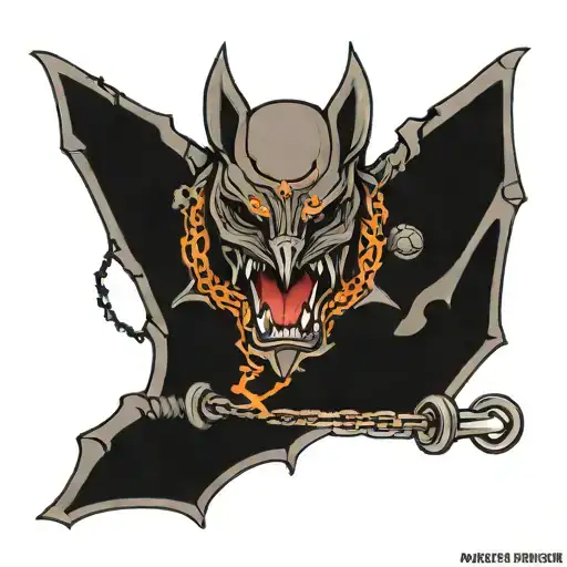 military intelligence bat with chain tattoo design idea