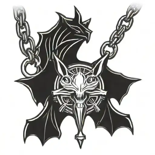 military intelligence bat with chain tattoo design idea
