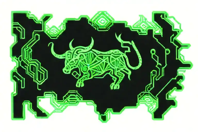 Green, fibromyalgia, taurus zodiac sign, survivor symbol intertwined tattoo design idea