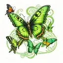 Green, butterflies, suicide survivor symbol intertwined tattoo design idea