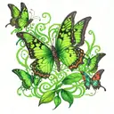 Green, butterflies, suicide survivor symbol intertwined tattoo design idea