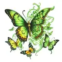 Green, butterflies, suicide survivor symbol intertwined tattoo design idea