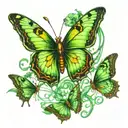 Green, butterflies, suicide survivor symbol intertwined tattoo design idea