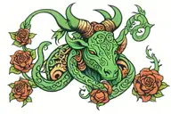Green, fibromyalgia, taurus zodiac sign, survivor symbol intertwined tattoo design idea