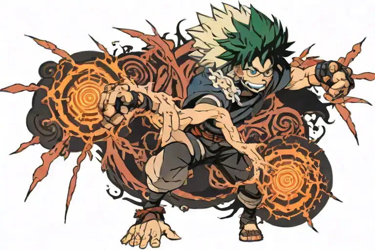 asta half demon, deku using his powers, Naruto six paths tattoo design idea