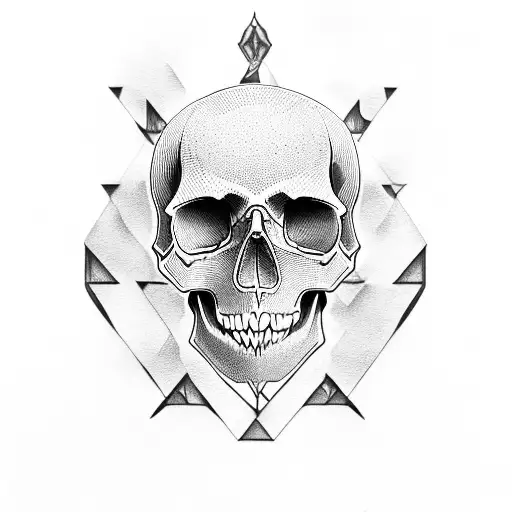 skull with piston tattoo design idea