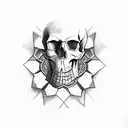 skull with piston tattoo design idea