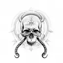 skull whit snake tattoo design idea