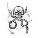 skull whit snake tattoo design idea