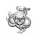 skull whit snake tattoo design idea