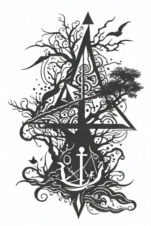 anchor and pyramids and ink dead tree ; tattoo design idea